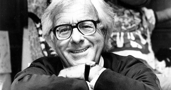 Ray Bradbury smiling at you as you think of writing something. Ray Bradbury Writer portrait