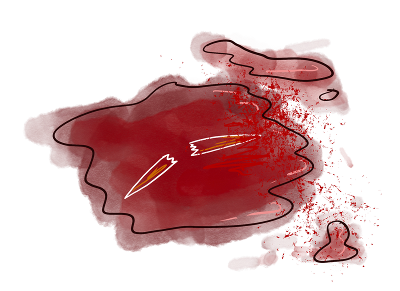 Blood stains and a toothpick