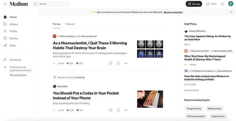 Molts autors publiquen els seus blogs a Medium.