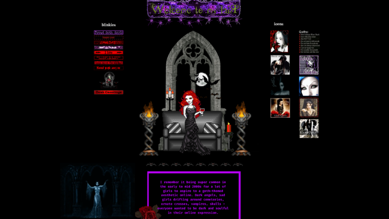 a shrine to the gothic old internet