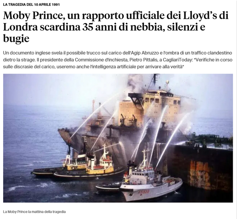 Moby Prince: 140 morti, nessuna verità e in ballo 100 miliardi di lire