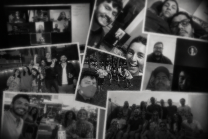 Collage de fotos con grupos de amigos post Covid-19