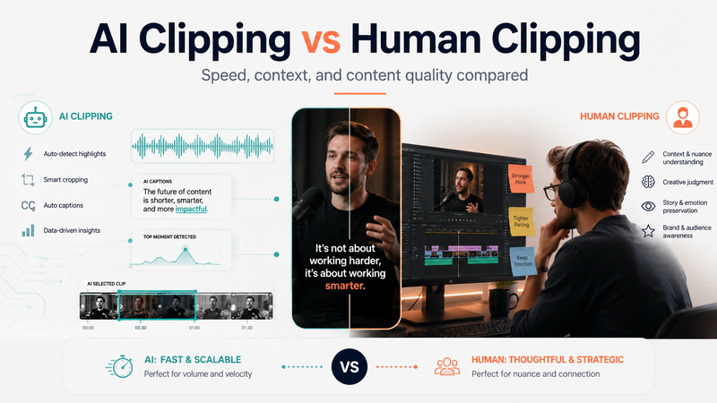 AI Clipping vs Human Clipping: Choosing the Right Workflow for Better Content