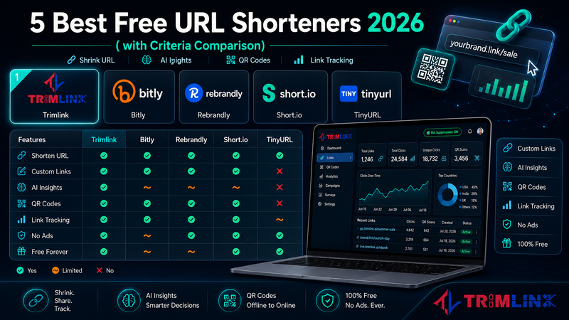5 Best Free URL Shorteners 2026 (with Criteria Comparison)