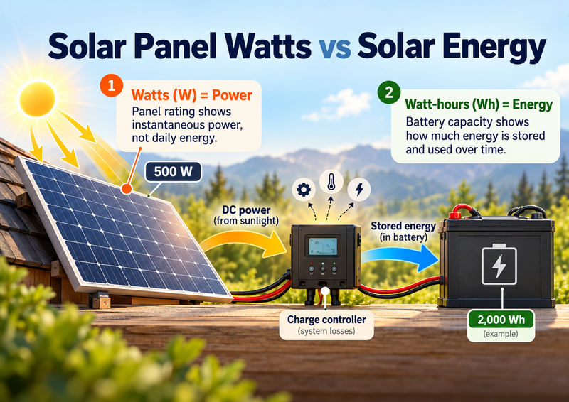 Solar Panel Watts vs Solar Energy