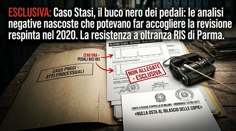 ESCLUSIVA
Caso Stasi, il buco nero dei pedali: le analisi negative nascoste che potevano far accogliere la revisione respinta nel 2020. La resistenza a oltranza del RIS di Parma